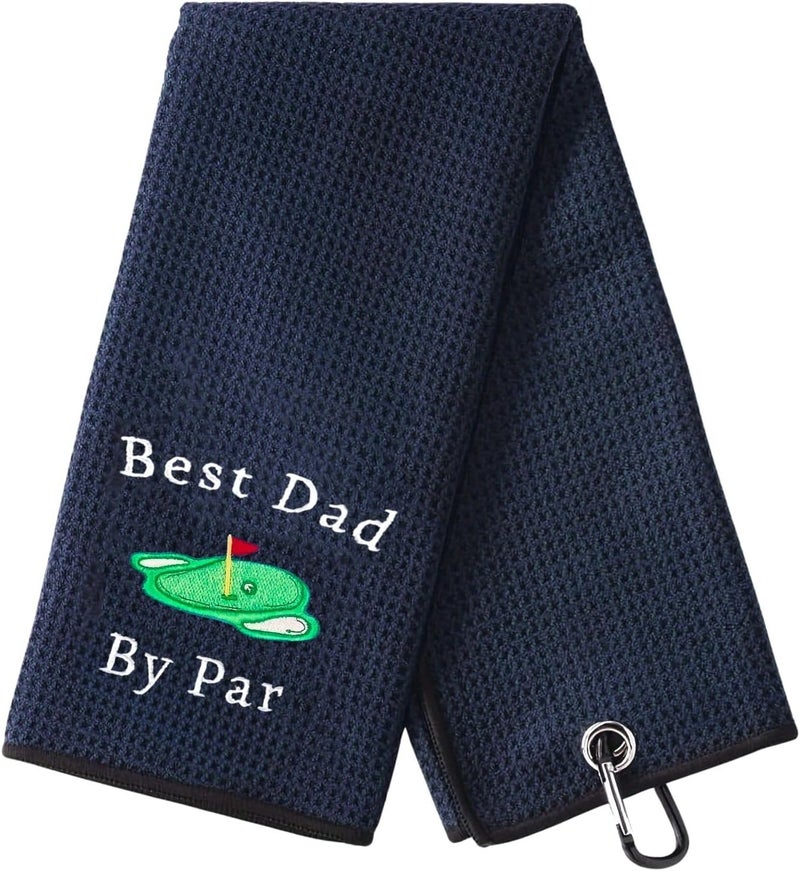 Amitrely Funny Golf Towel, Marsters Tournament, Funny Golf Towel for Golf Bags with Clip, Golf Gift for Men Husband Boyfriend Dad, Birthday, Cristmas Gifts for Fan (Best dad by par) - Image 1